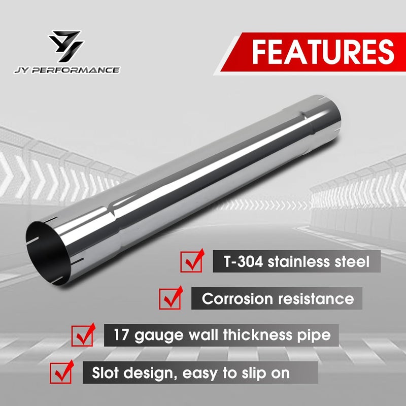 JY PERFORMANCE 4" Muffler Replacement Pipe, T304 Stainless Steel Straight Exhaust Pipe 30" Length - Image 3